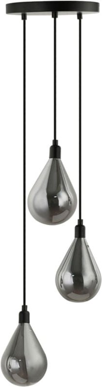 HOME DELUXE Hängeleuchte aus Glas CELIA Rauchgrau- 3-flammig Hängeleuchte, Glasleuchte, Tropfenleuchte, Hängeleuchte, Gl...
