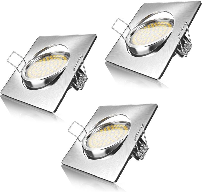 Brandson - 3x led Einbaustrahler in Edelstahl Optik, schwenkbarer Deckenspot mit 320 Lumen / Warmweiß
