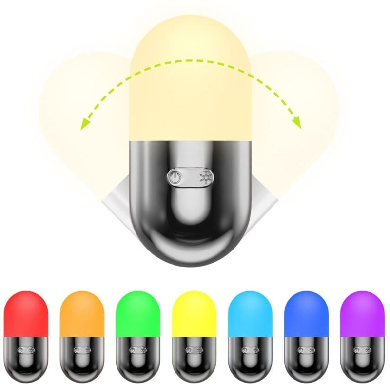 RGB-Nachttischlampe, Nachtlicht für Kinder mit 10 einstellbaren Farbmodi, wiederaufladbar über USB, Nachtlampe für Schla...