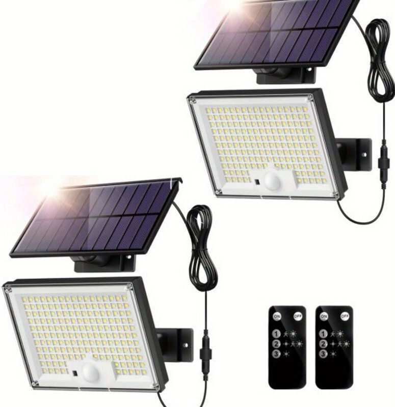 Solarbetriebene Außenleuchte mit Bewegungsmelder und Fernbedienung, 127 LEDs, wasserdicht (IP65), 3 Beleuchtungsmodi für...