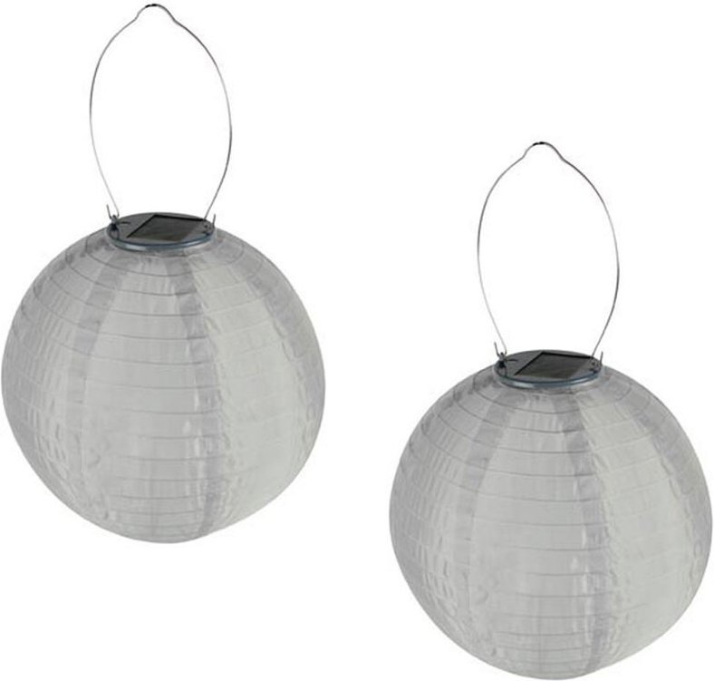 2er Set Solarlaterne Gartenlampion led weiß, ø 25cm, Ein/Ausschalter, Wetterfest