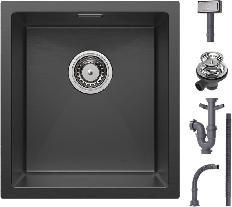 Cecipa - Küchenspüle Einbauspüle 40 x 44 cm Edelstahlspüle Schwarz, Kann auf Arbeitsplatten mit einer Länge von mehr als...