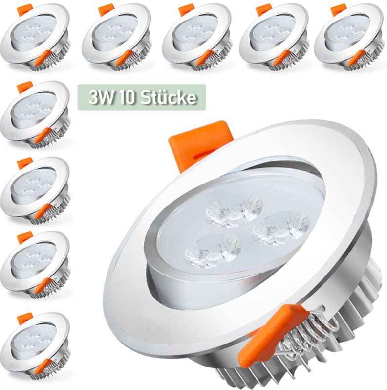 Randaco 10X 3W LED Strahler Spot Einbaustrahler Deckenstrahler Deckenspot 230V 245lm Warmweiß Einbauspot Einbauleuchte D...