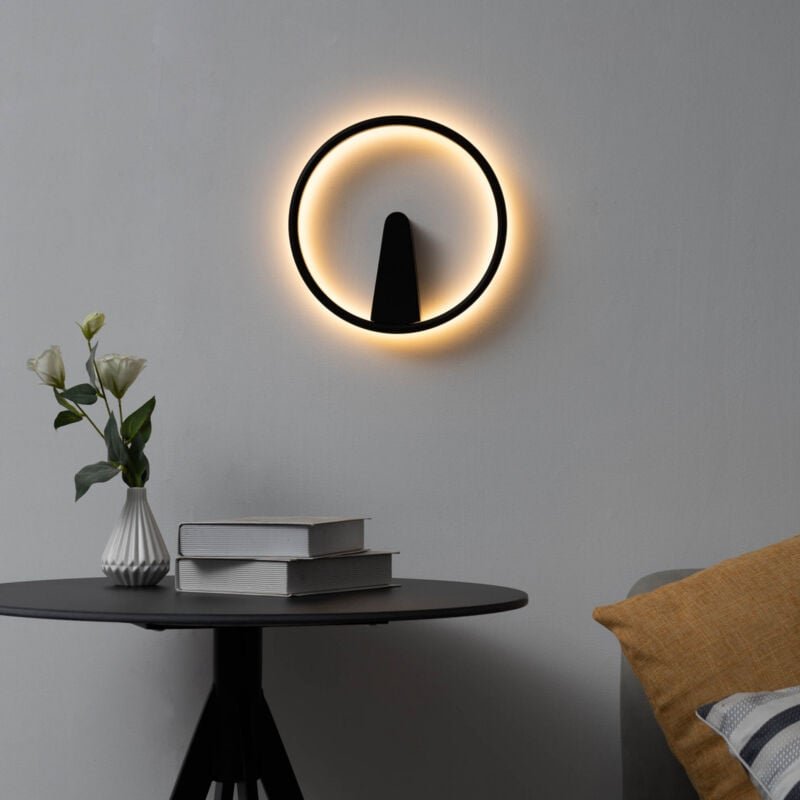 Kosilum - Minimalistische Wandleuchte mit schwarzem LED-Ring - Scott