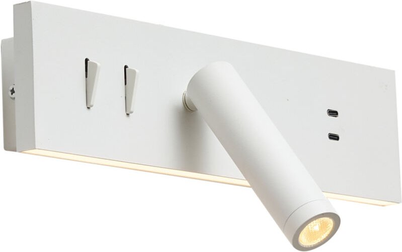 Thumbnail - Moderne weiße verstellbare Wandleuchte mit USB-C inkl. LED - Modric