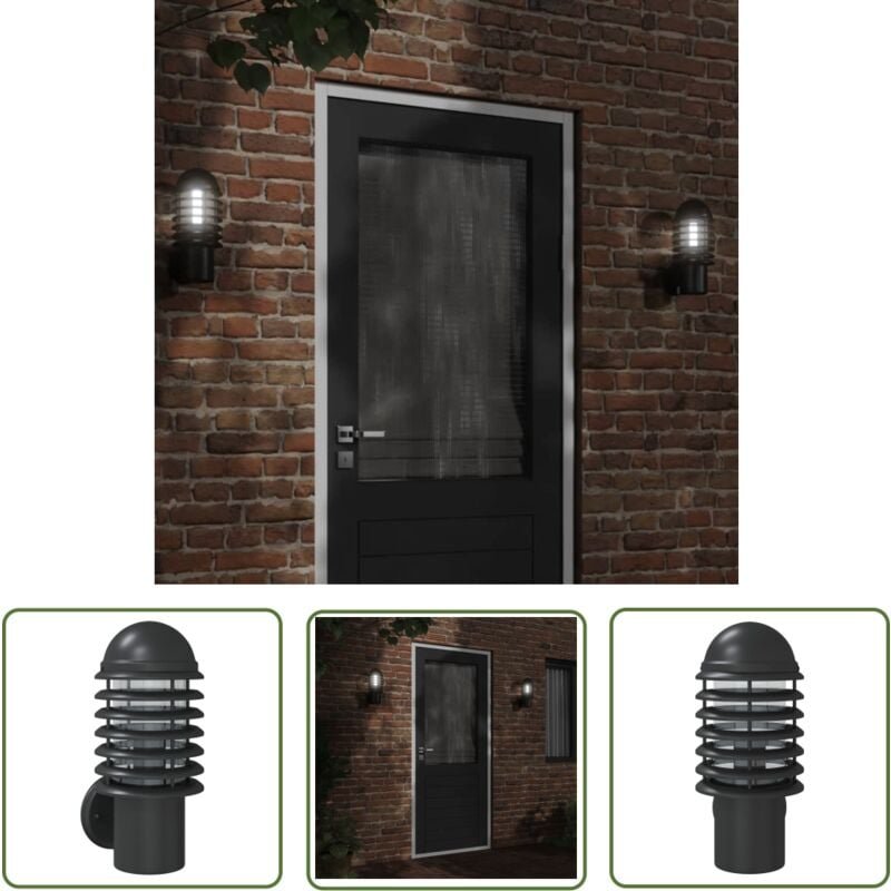 Außenwandleuchte Schwarz Edelstahl - Outdoor Wandleuchte - Edelstahl Wandleuchte - Gartenleuchte - Gartenbeleuchtung - l...