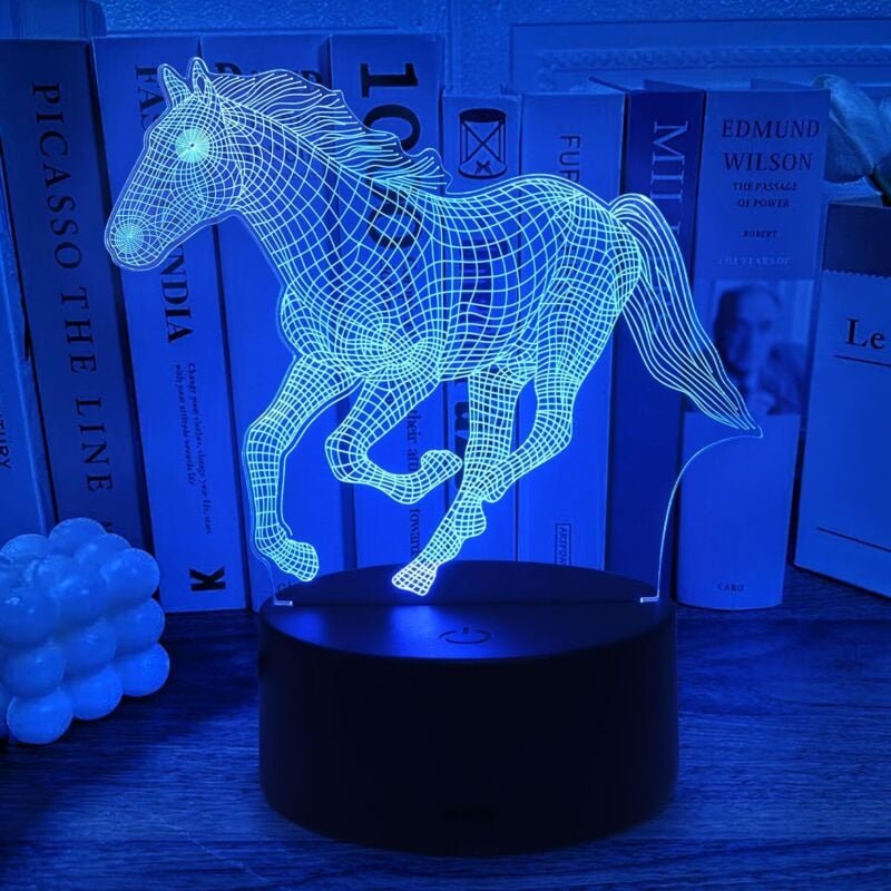 Pferdelampe, 3D-Pferde-Nachtlicht für Kinder, 16 dimmbare Farben, Touch- und Fernbedienungssteuerung, wiederaufladbar, K...