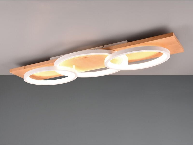 Led Deckenleuchte barca dimmbar Naturholz, Metall Weiß, Breite 97cm