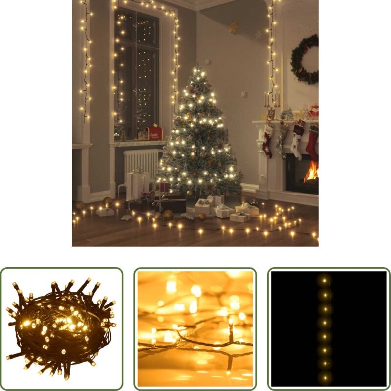 Lichterkette mit 600 LEDs 60 m 8 Lichteffekte IP44 Warmweiß