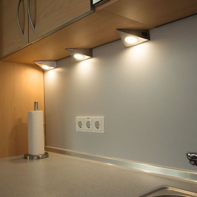 Heitronic - genua LED-Unterbauleuchte 3er Set led led fest eingebaut 6 w Warmweiß Edelstahl