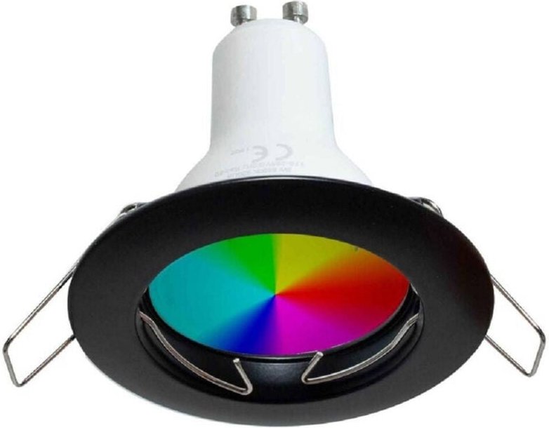 Trade Shop Traesio - Trade Shop - 6W LED-Einbaustrahler 6CM rund RGB+6000K rgbw GU10 Farbige Lichteffekte 230V - Schwarz