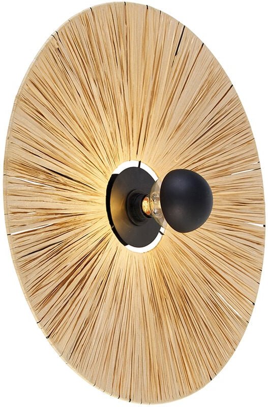 Ländliche Wandleuchte schwarz mit Seil 60 cm - Leia