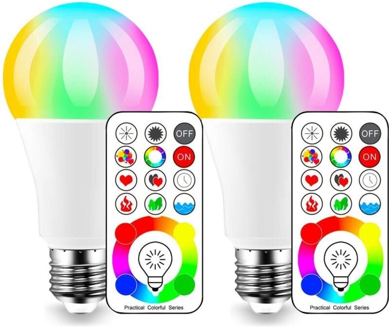2 RGB+W A19 Aluminium-LED-Lampen mit Fernbedienung – bunte Atmosphäre, 10 W
