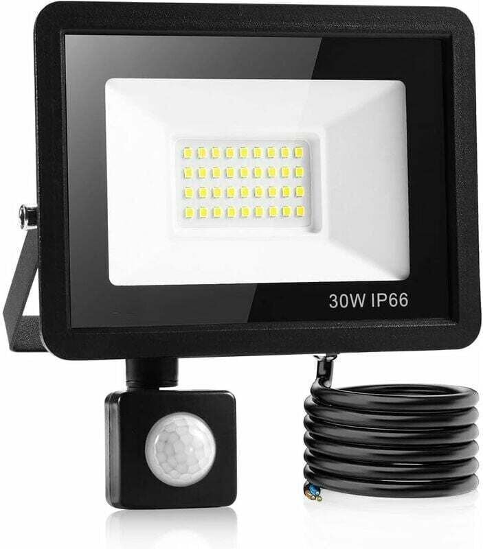 30W Led Projecteur Exterieur Detecteur,Ip66 imperméable luminaire Exterieur Detecteur,Lumière blanche froide,Largement U...