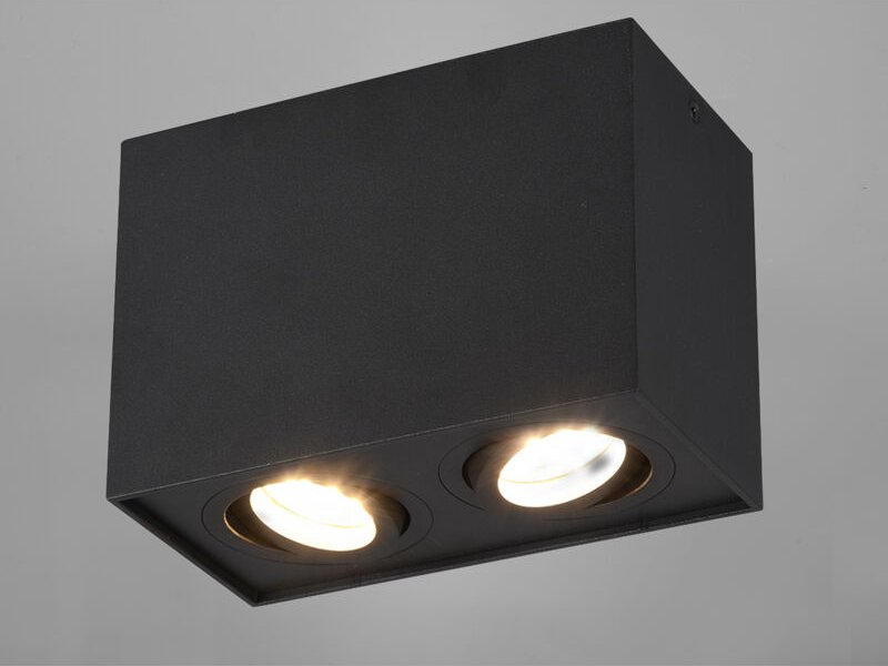 Trio - Deckenstrahler biscuit eckig 2-flammig Schwarz, Breite 17cm