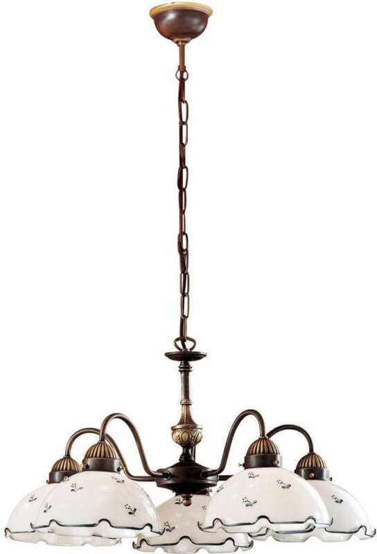 Nonna - Cottage Style Glas 5 Arm Kronleuchter Matt Antik Messing, 5x E27 - Kolarz