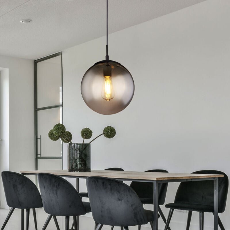 Kugel Decken Pendel Leuchte Filament rauch Wohn Zimmer Beleuchtung Glas Lampe dimmbar im Set inkl. led Leuchtmittel