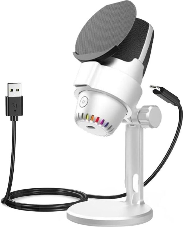 Kondensatormikrofon, USB-Gaming-Mikrofon für PC/PS4/PS5/Desktop, Plug & Play, RGB-Beleuchtung, Popfilter, Streaming, Auf...