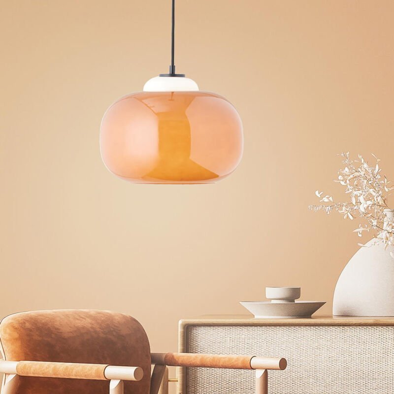Blop Pendelleuchte 30cm orange Glas/Metall 1x A60, E27, 60 w, Geeignet für Normallampe (nicht enthalten) - Brilliant