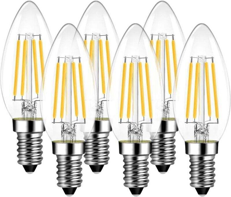 4-W-LED-Filamentlampe E14 C35, entspricht einer 40-W-Halogenlampe, 470 Lumen, 220–240 V Wechselstrom – Kaltweiß (6500 K)...