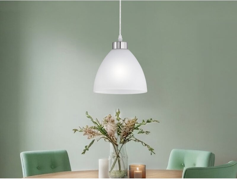 Meinewunschleuchte - led Pendelleuchte mit Glas Lampenschirm in Weiß, ø 20cm