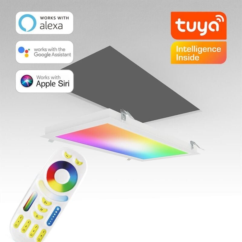 RGB+CCT LED Panel 60x30cm inkl. MiBoxer Smarthomesteuerung 24W 24V Rahmen weiß - Panelmontage: Einbaurahmen weiß