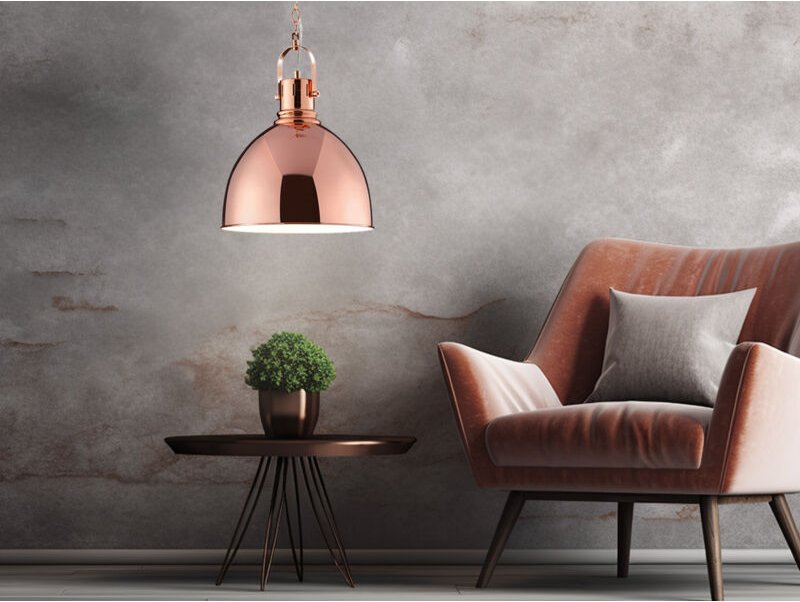 Led Industrial Hängelampe mit Metall Lampenschirm Kupfer, ø 31cm
