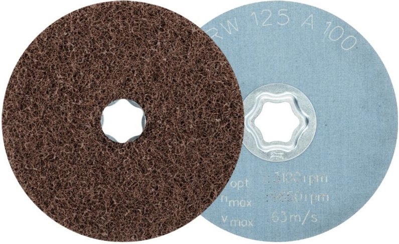 PFERD COMBICLICK weiche Vliesronde CC Ø 125 mm A100 zum reinigen und satinieren mit Winkelschleifer