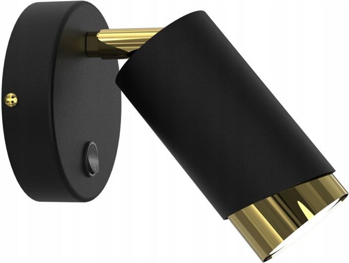 Frei. Verstellbare schwarzgoldene Spot-Wandleuchte mit Ewilight Bevel-Schalter