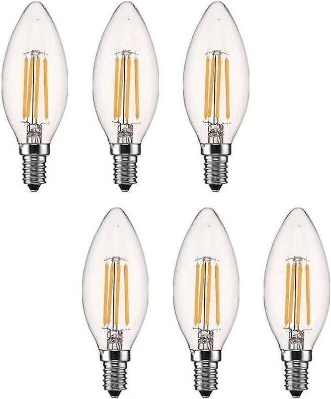 E14 Dimmbare LED-Kerzenbirne, 4 W, warmweiß (2700 K), kleiner Schraubsockel, LED-Filament, entspricht 40 W, 6er-Pack