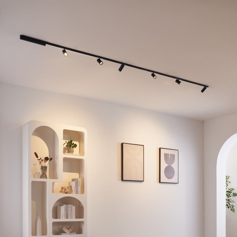 Magnetisches Schienensystem 3 m mit 6 schwarzen LED Spots 30W - Lyne