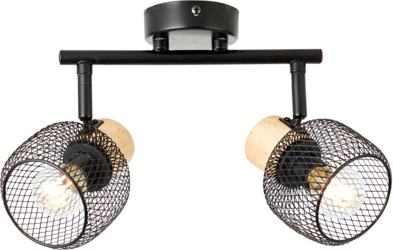 Brilliant Deckenstrahler Giada Strahlerrohr 2flg, 38 cm, E14, schwenkbar, Metall/Holz, schwarz/holz