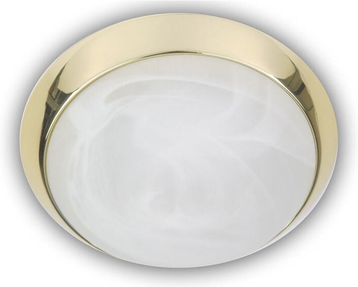 LED-Deckenleuchte rund, Glas Alabaster, Dekorring Messing poliert, ø 40cm