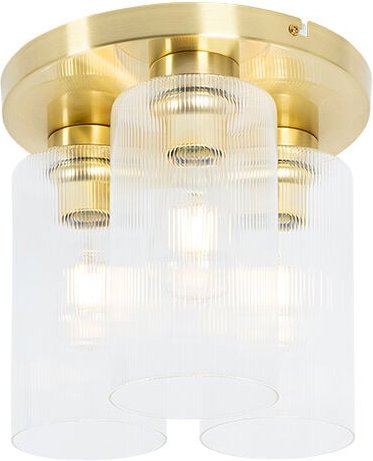 Art-Deco-Deckenleuchte Gold mit Glas 3-flammig - Laura