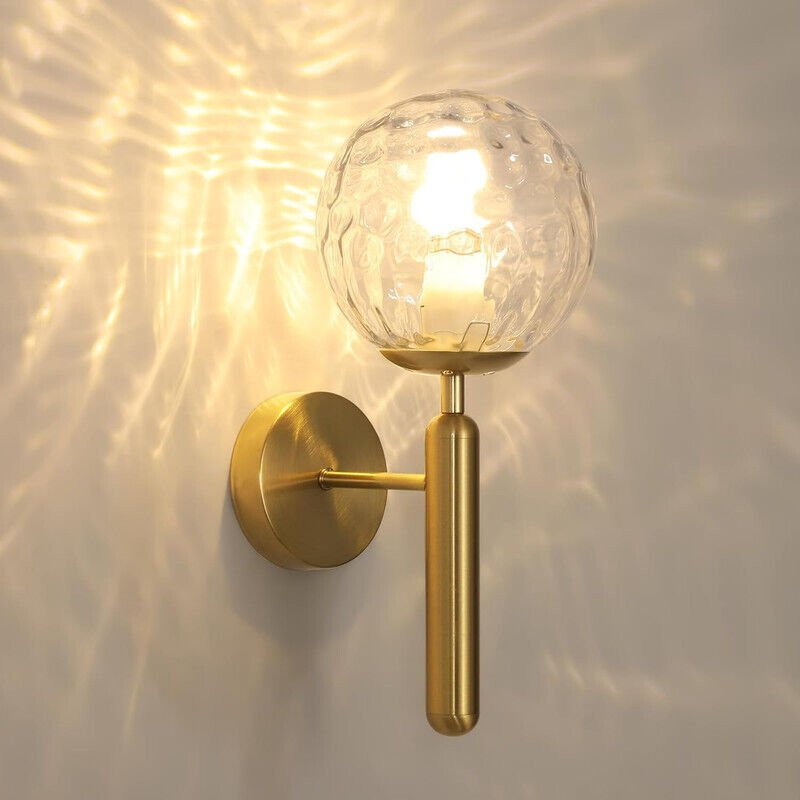 COMELY Designer-Wandleuchte mit Kristallkugel – Elegante Goldoberfläche – E27-Fassung – Brillante Ambientebeleuchtung fü...
