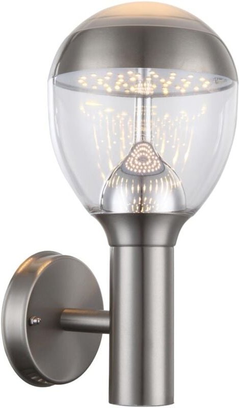 Ausgefallene LED Außenwandleuchte CALLISTO aus Edelstahl in Silber, Höhe 32cm