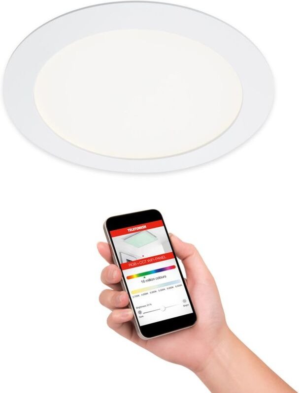 B.k.licht - led Einbauleuchte Smart WiFi App Steuerung Bluetooth 12 w weiß Metall Telefunken