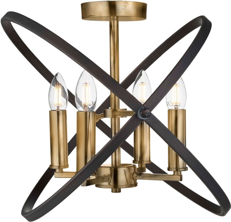 Thumbnail - Design Kronleuchter Decken Lampe bronze braun Wohn Zimmer Ring Leuchte verstellbar 8244-4BZ