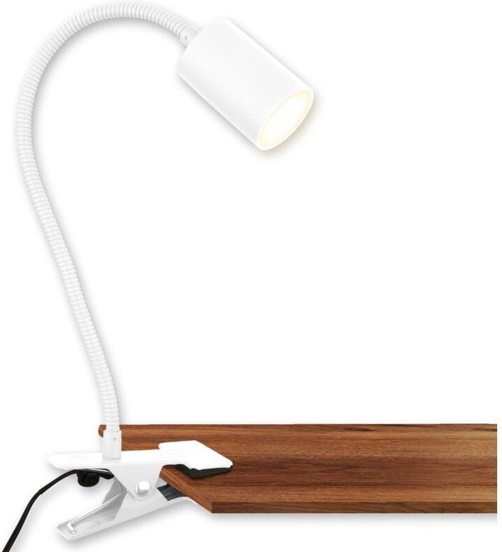 B.k.licht - Klemmlampe - 3,5W, 290lm, led, mit Stecker, schwenkbar, warmweiß, weiß