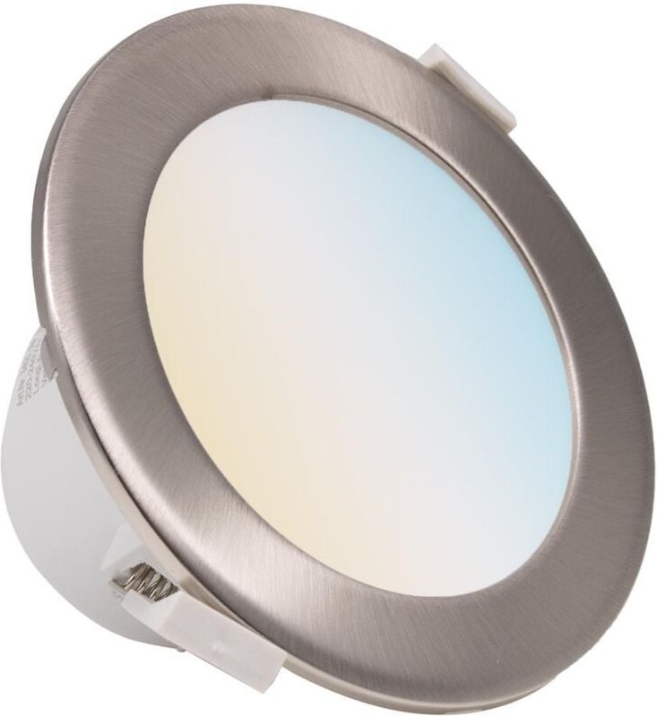 CCT LED Einbaustrahler rund silber 14W Ø145mm 90° dimmbar Eisen-gebürsteter Aufsatzring