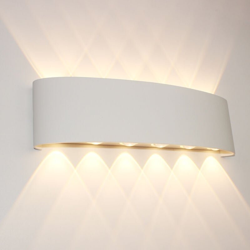 12-W-LED-Wandleuchte für den Innenbereich, Weiß, Moderne Wandleuchte, Außenwandleuchte, Wasserdichtes Aluminium, IP65 (W...