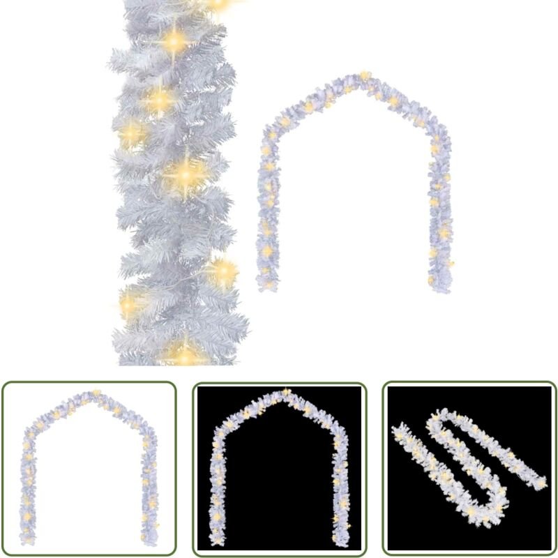 Weihnachtsgirlande mit LED-Lichtern 20 m Weiß - Weihnachtsdeko - Weihnachtsgirlande - LED-Girlande - Außendeko - Winterd...