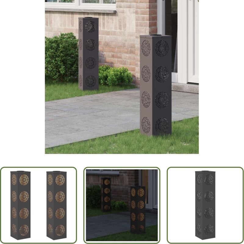 Wegeleuchten - Solar LED Weg Licht 2 pcs Schwarz Kalt gewalzter Stahl