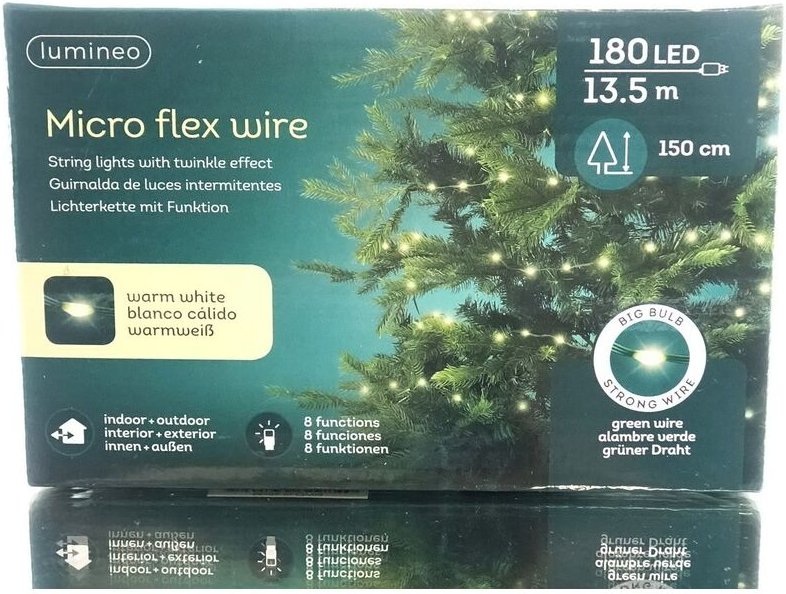 Kaemingk - Lumineo Micro led Lichterkette mit Funktionen 1.350 cm 180 Lichter warmweiß