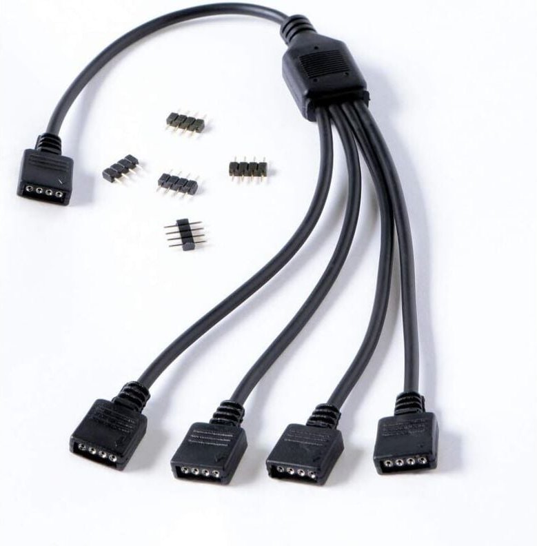 RGB-Splitter 1 zu 4 - Kompatibel mit ARGB, Standard 12V RGB und 5V ARGB - Anschluss von bis zu 4 RGB-Geräten.