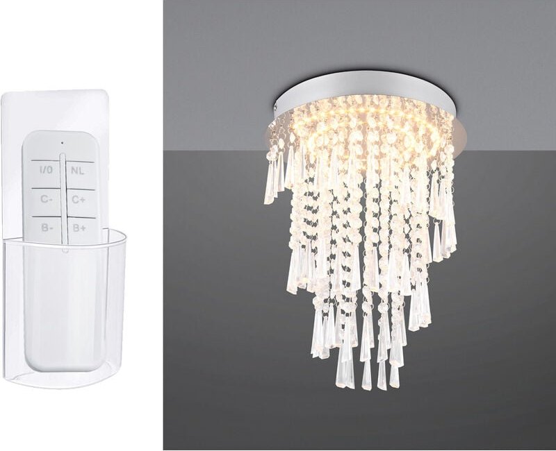 Led Deckenleuchte mit Acryl Kristallbehang und Fernbedienung, ø 30cm