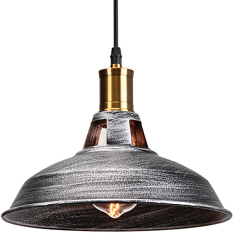 Vintage Metall Pendelleuchte Höhenverstellbar Hängende Deckenleuchte für Wohnzimmer Esszimmer(27cm Silber)