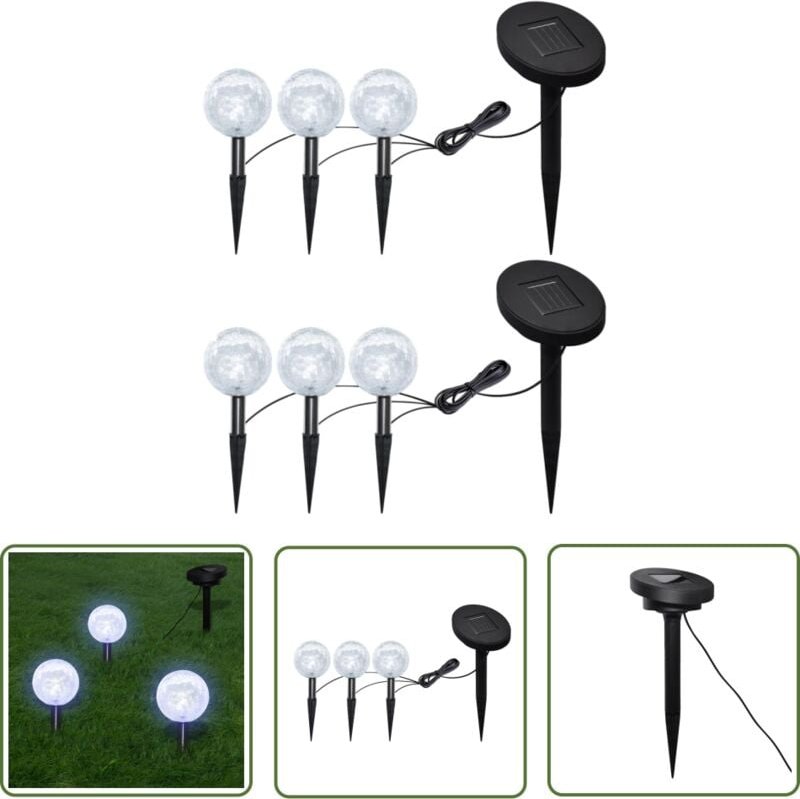 The Living Store Gartenleuchten 6 Stk. led mit Erdspießen & Solarmodulen - Solarlaternen - Outdoor Beleuchtung - Gartend...