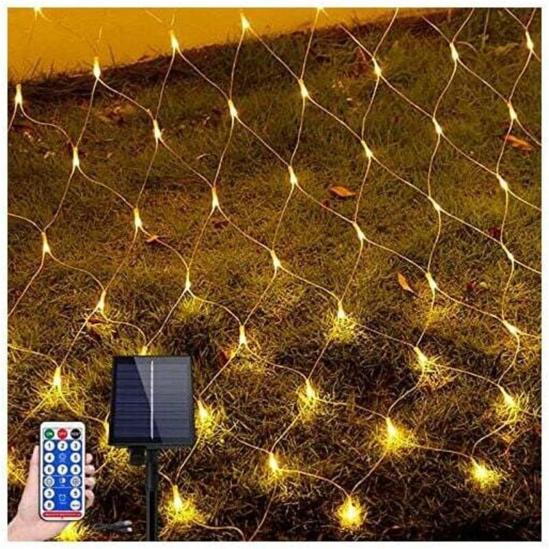 Filet Lumineux Solaire Außen 6x4m Chaîne leuchtend 480LED weiß warm mit 8 Modes grün Foncé Lumières von Noël zu/bei l ' ...
