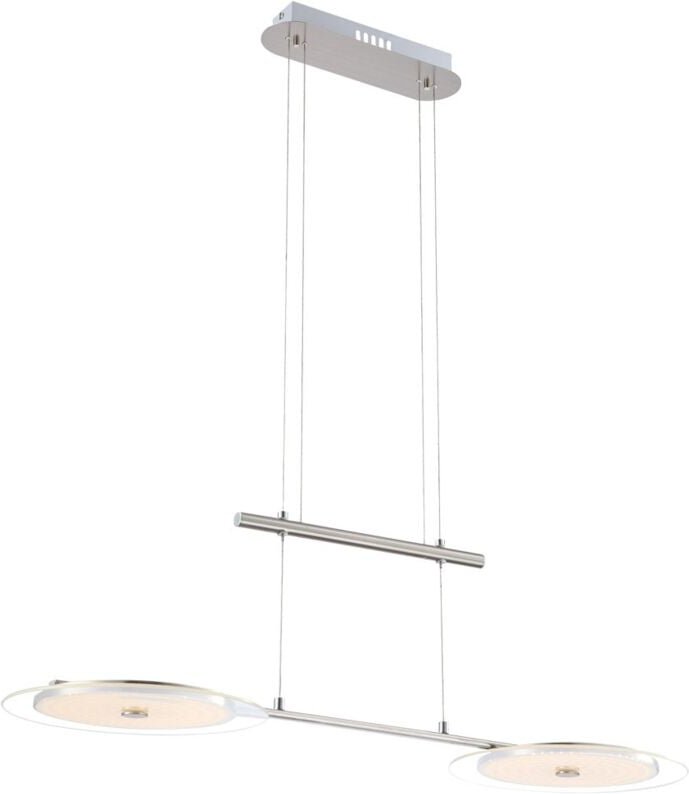 Hängeleuchte Esszimmer Höhenverstellbar Hängelampe Chrom Esszimmerleuchte hängend, Glas Nickel, 2x led 18W 590Lm warmwei...